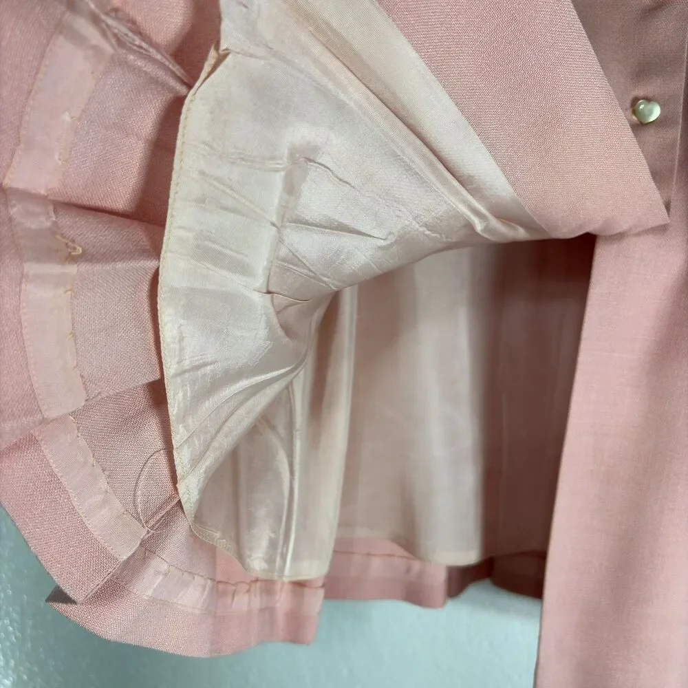 Girls Vintage Handmade Pink Jacket with Lace Trim and Lining 6-12 Months